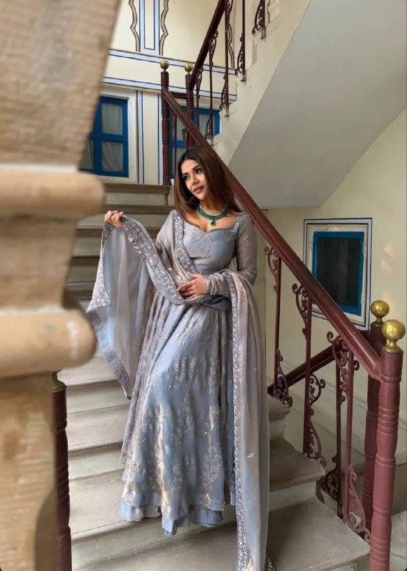 Premium Wedding Wear Anarkali Suit Set with Embroidery