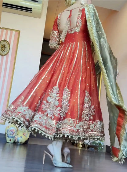 Heavy Trendy Silk Embroidered Gown Set with Dupatta