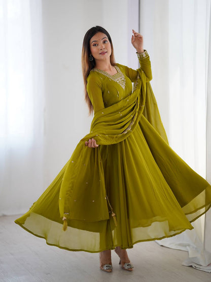 Wedding Special Designer Anarkali Suit with Heavy Flair & Fancy Dupatta