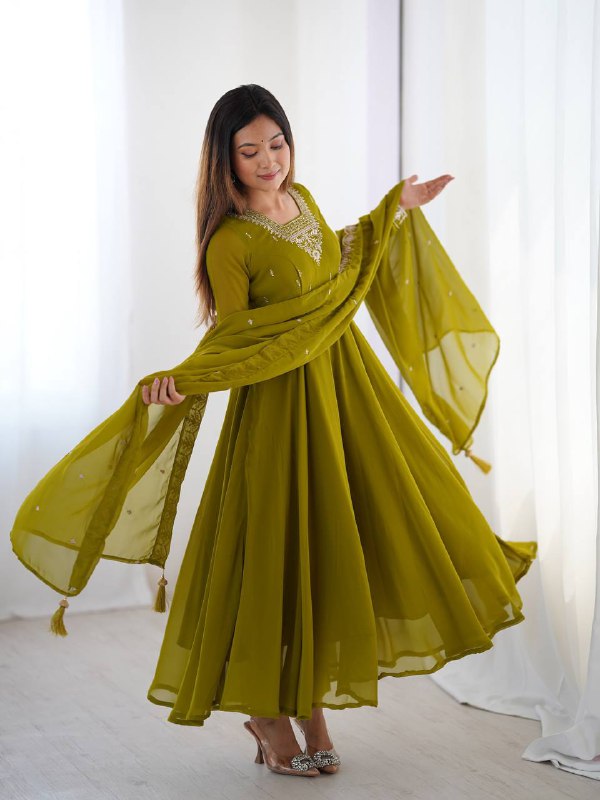 Wedding Special Designer Anarkali Suit with Heavy Flair & Fancy Dupatta