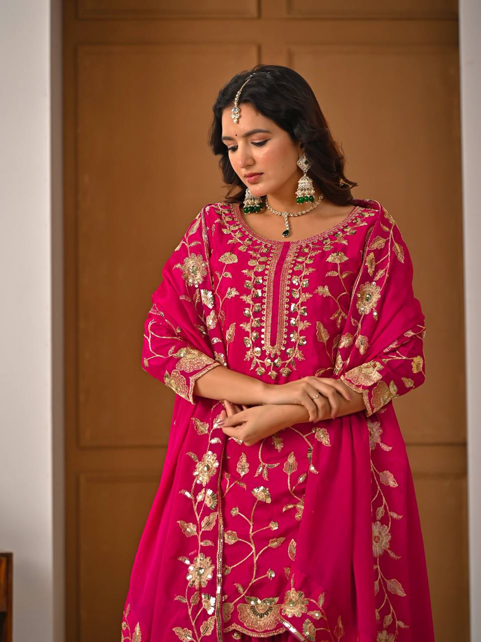 Eid & Party Wear Purple Floral Embroidery Lehenga Top and Dupatta Set