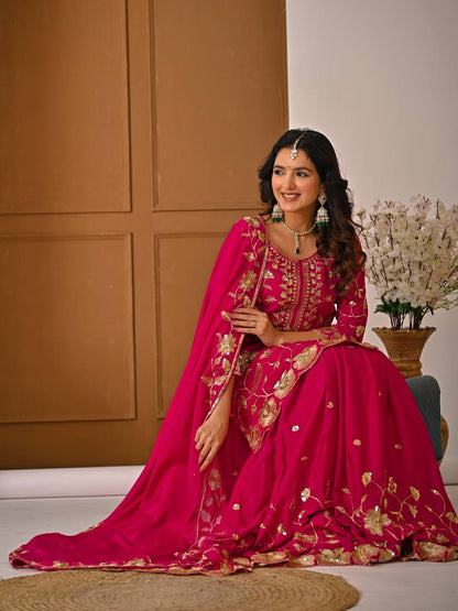 Eid & Party Wear Purple Floral Embroidery Lehenga Top and Dupatta Set