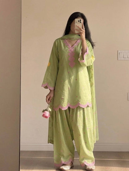 Mal Chanderi Cotton  Farshi Salwar Suit Set