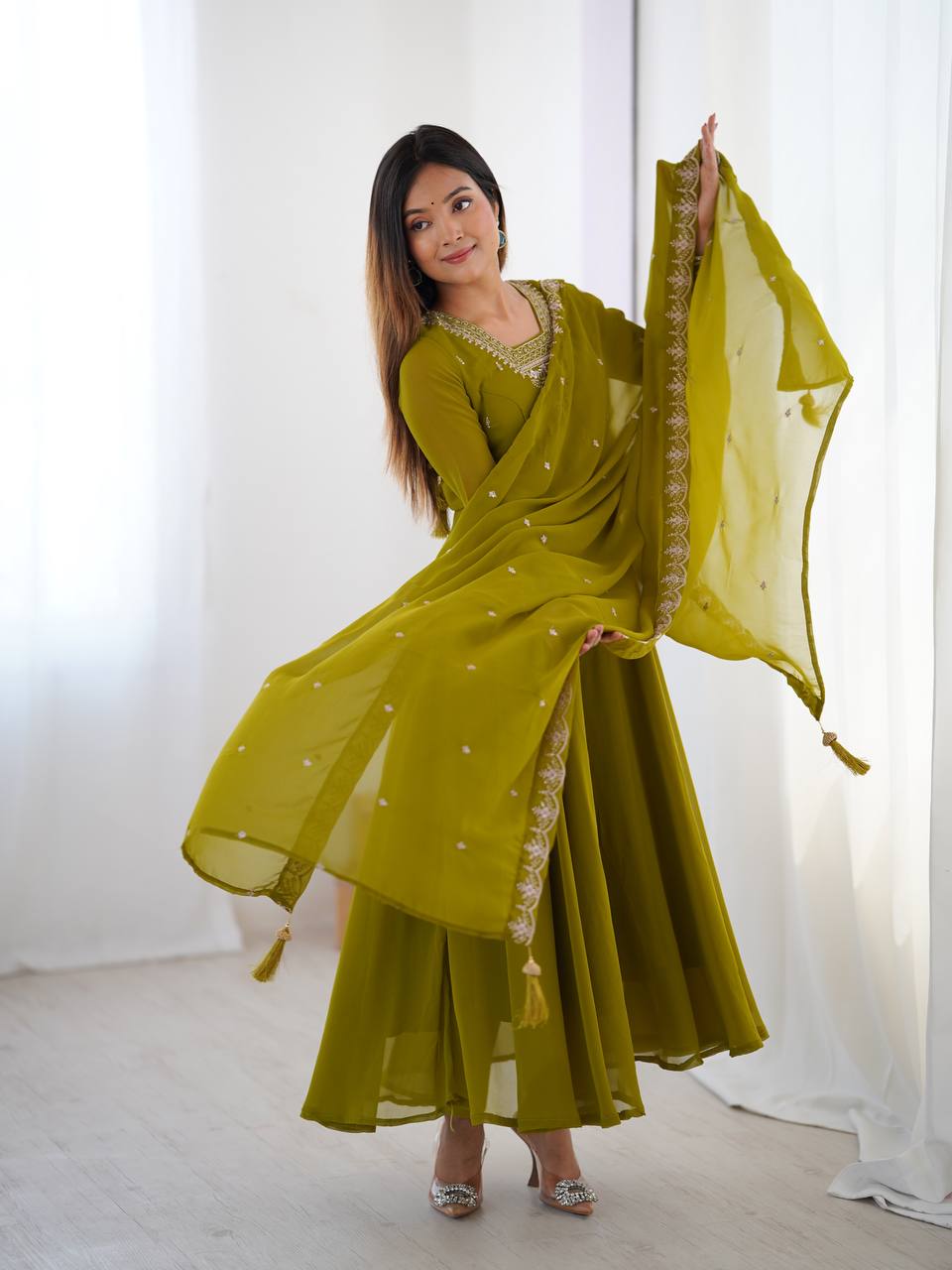 Wedding Special Designer Anarkali Suit with Heavy Flair & Fancy Dupatta
