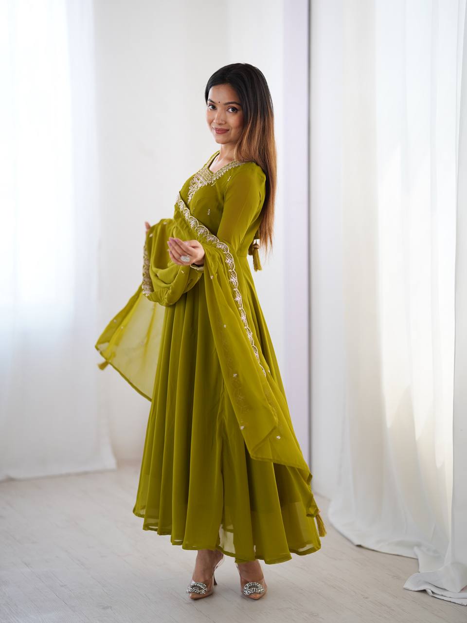 Wedding Special Designer Anarkali Suit with Heavy Flair & Fancy Dupatta