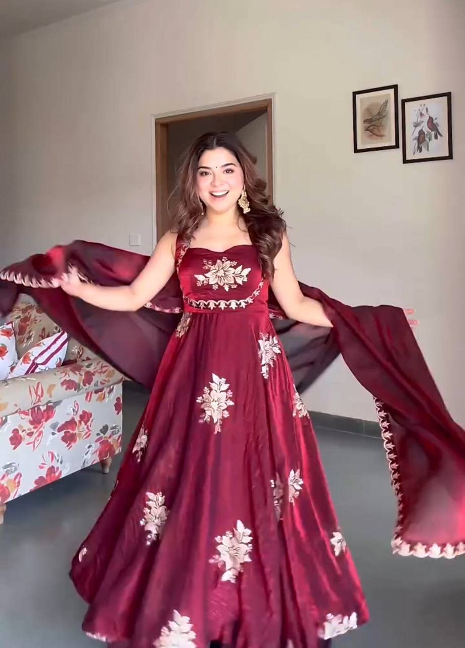Elegant Embroidery Work Anarkali Suit