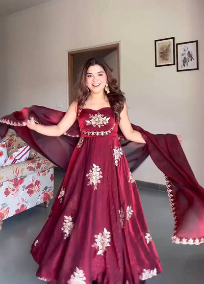 Elegant Embroidery Work Anarkali Suit