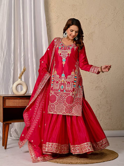 Women’s Designer Kurta Sharara Set with Sequence Embroidery