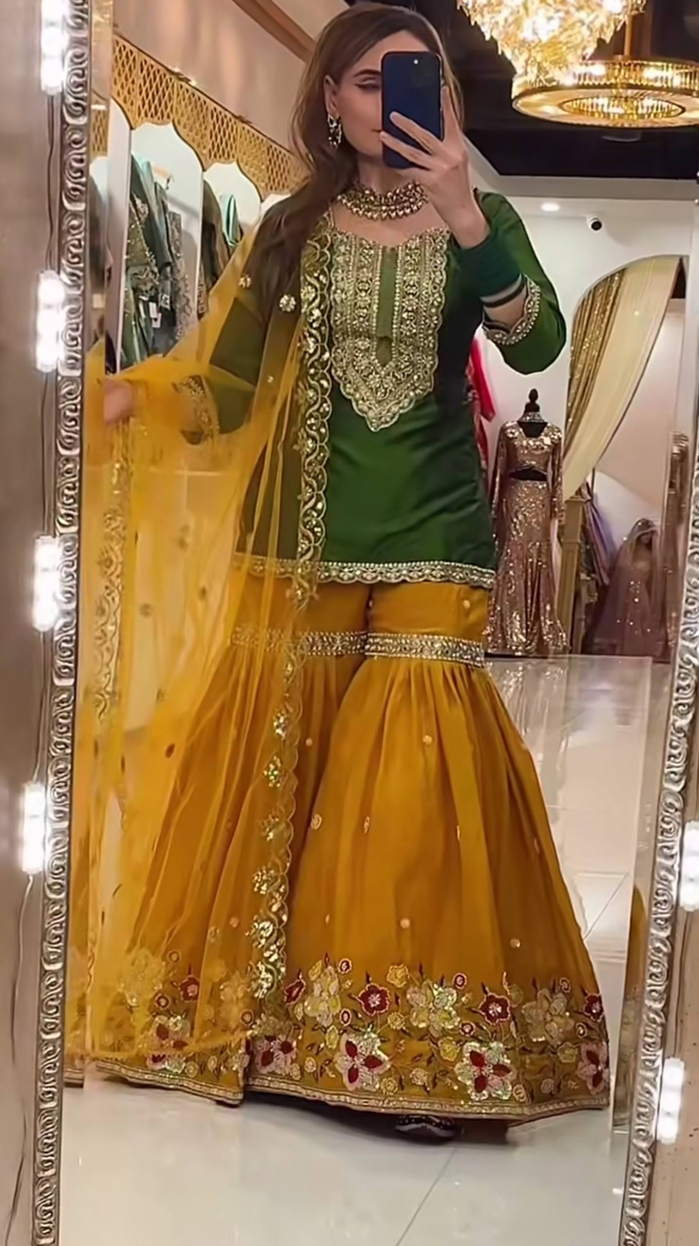 Heavy Faux Georgette Silk Embroidered Sharara Palazzo Set with Butterfly Net Dupatta