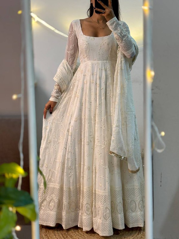 Elegant Designer Anarkali Suit in Heavy Georgette with Embroidery