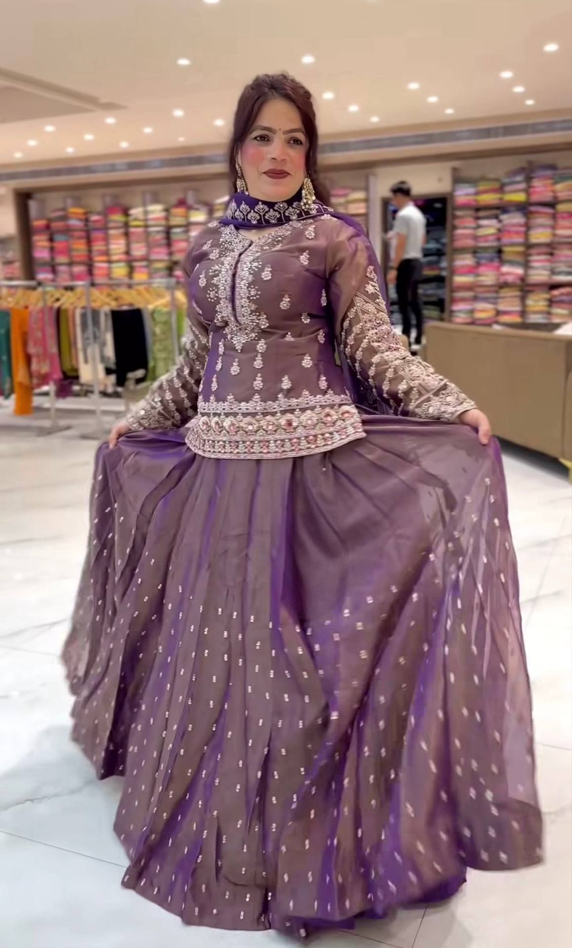 Designer Simmer Silk Lehenga Set with Embroidery, Zari & Moti Work