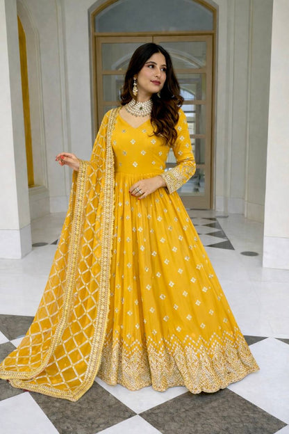 Elegant Party Wear Gown Set with Sequins Work