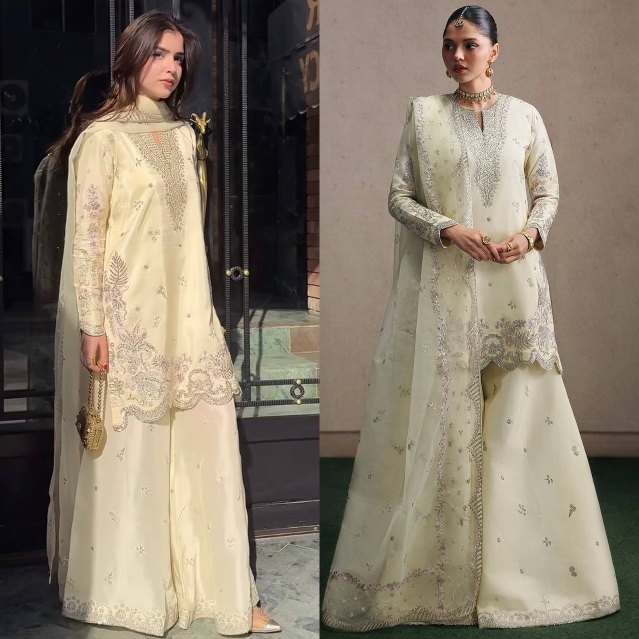 Festive Special Crepe Silk Suit with Heavy Sharara
