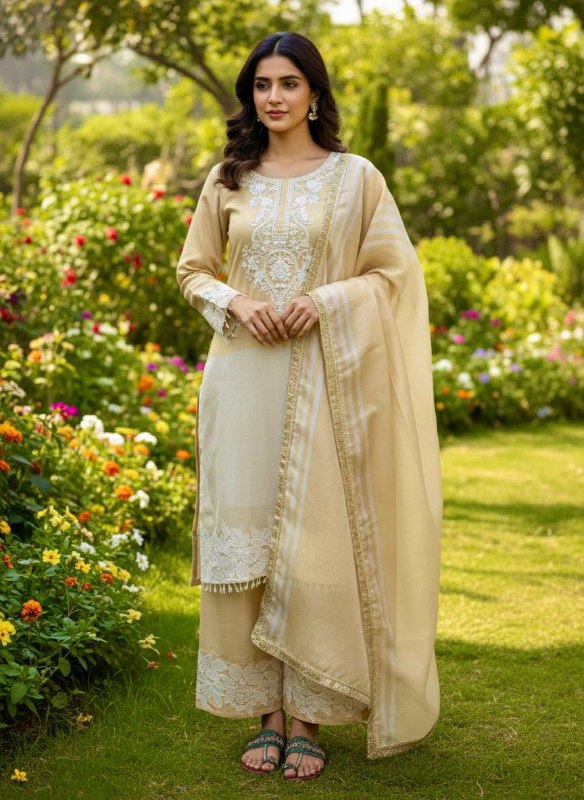 Designer Dual Tone Banarasi Silk Kurti Plazzo Set with Dupatta