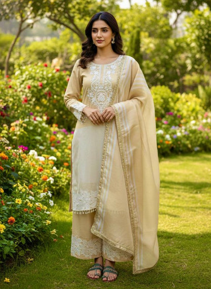 Designer Dual Tone Banarasi Silk Kurti Plazzo Set with Dupatta