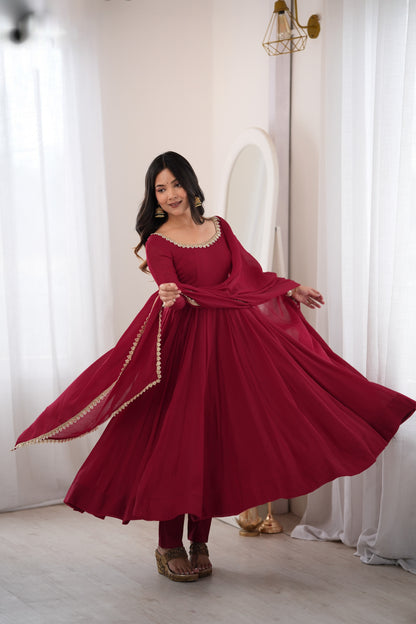 Heavy Mal Chanderi 16 Kali Anarkali Suit with Mirror Work Dupatta