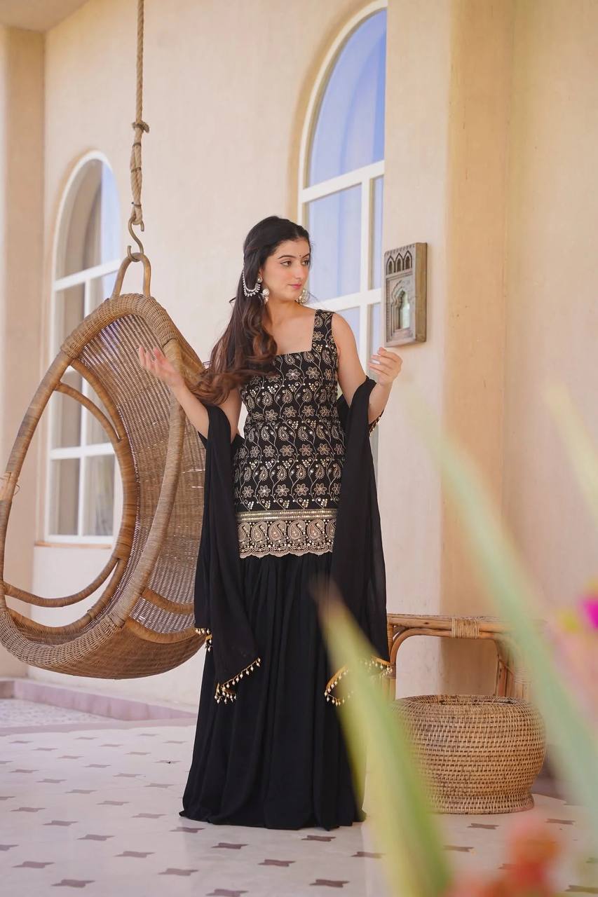 Heavy Embroidery Faux Georgette Ethnic Suit Set for Women