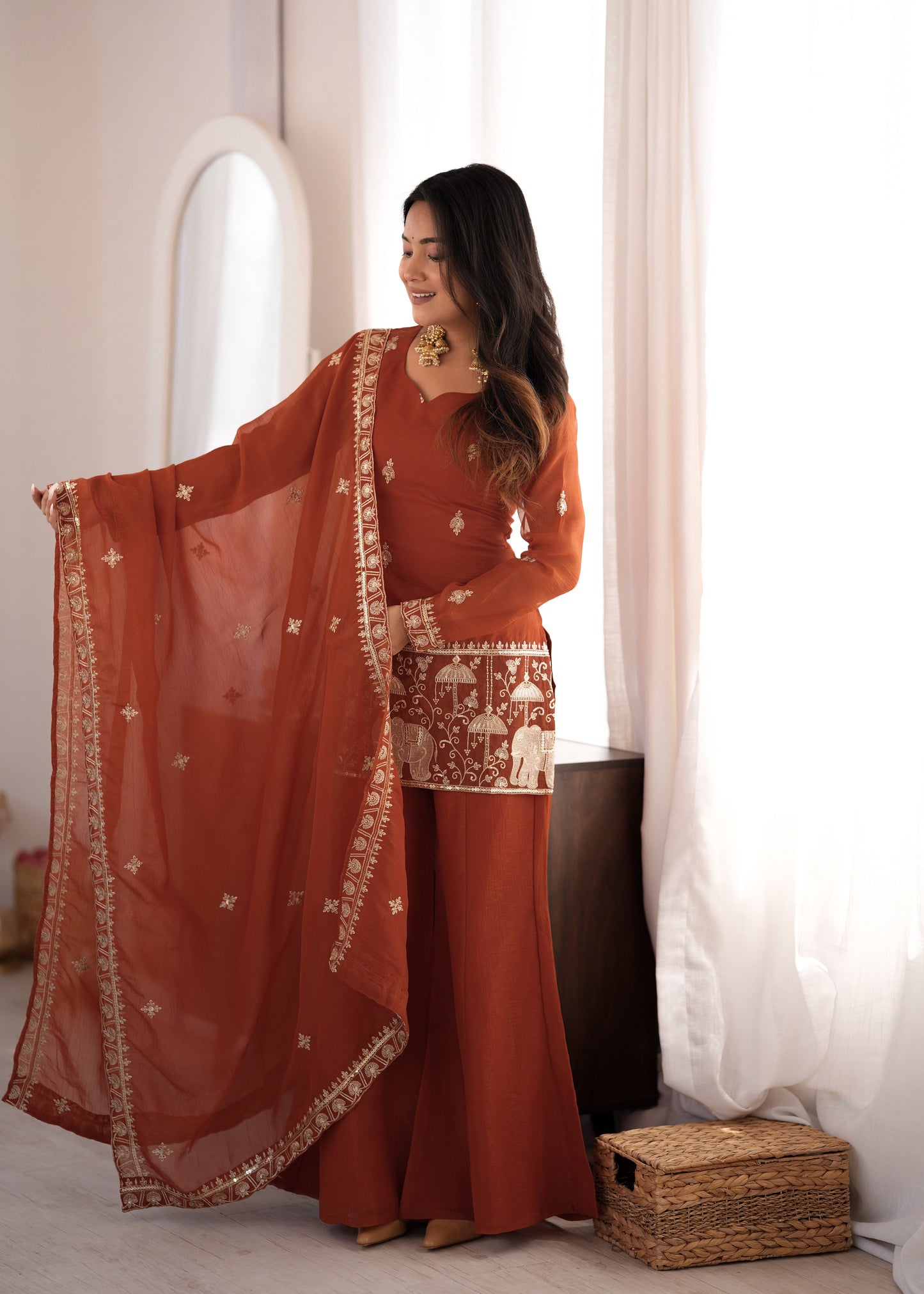 Premium Ethnic Crunchy Silk Kurta Set with Sequence Embroidery