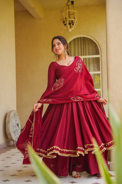 Royal Look Roman Silk Anarkali Suit Set | Fully Stitched