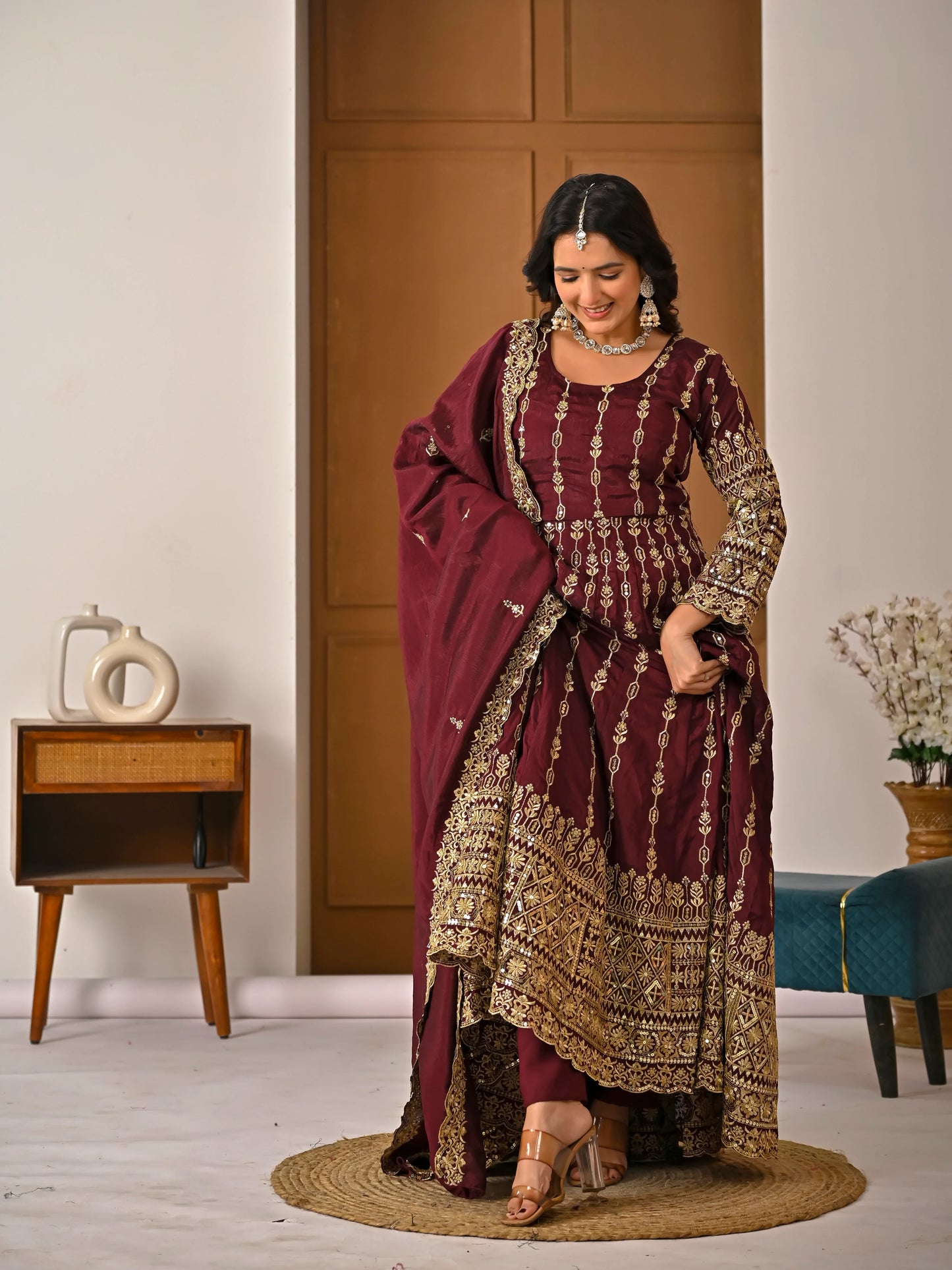 Designer Heavy Embroidered Kurta Palazzo Set with Rich Dupatta