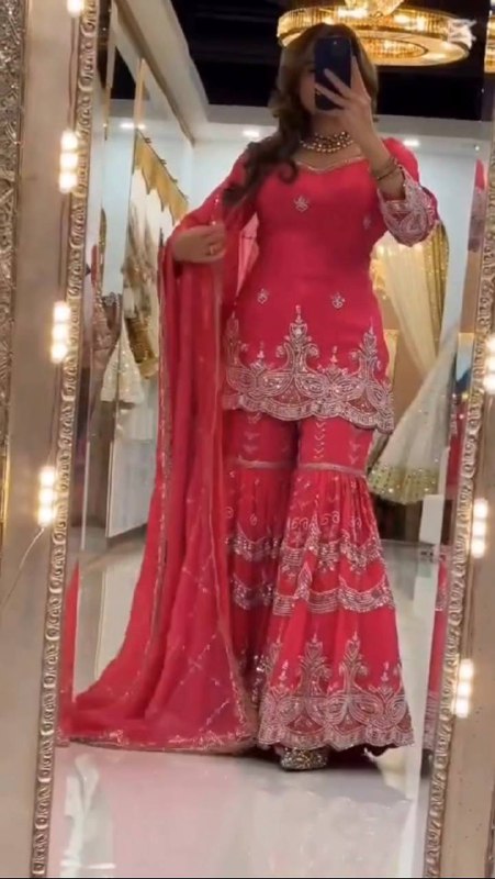 Heavy Fox Georgette Silk Sharara Suit Set