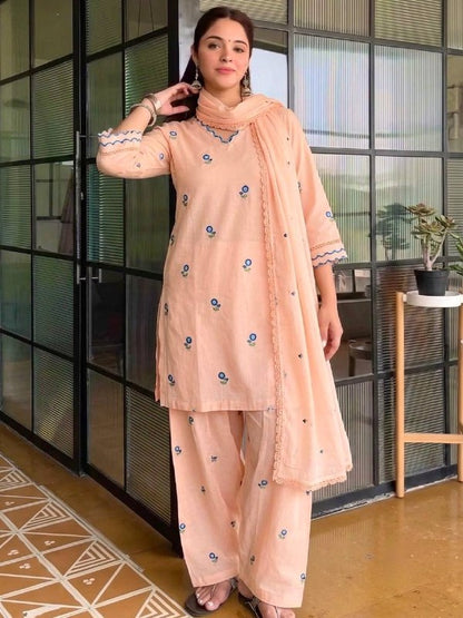 Premium Embroidered Farshi Plazzo Suit Set