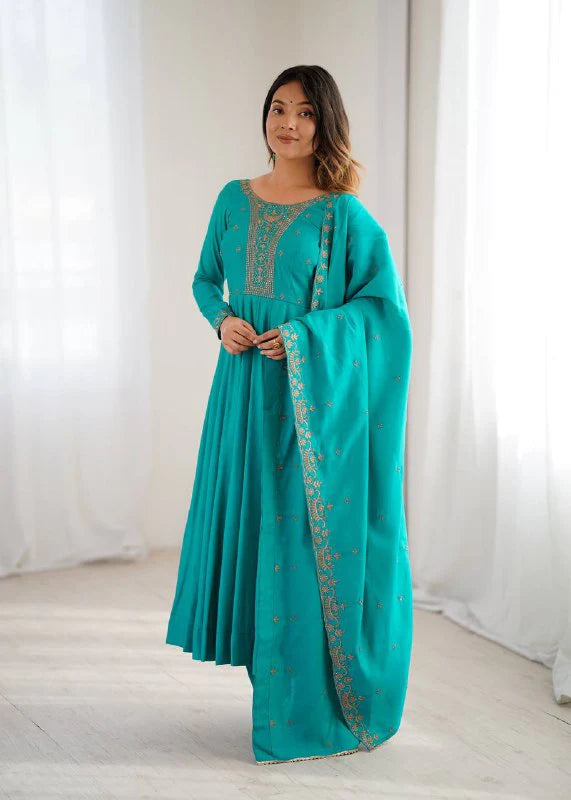 High-Premium Roman Chanderi Silk Anarkali Set