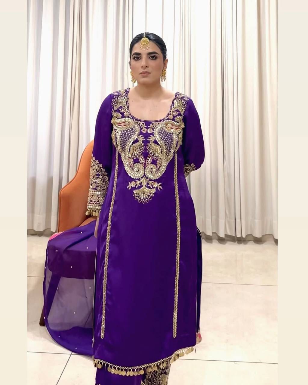 Elegant Heavy Embroidered Faux Georgette Suit Set