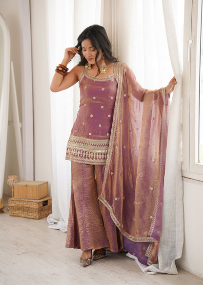 Women Trendy Silk Embroidery Sequence Dori Work Kurta Pant Dupatta Set