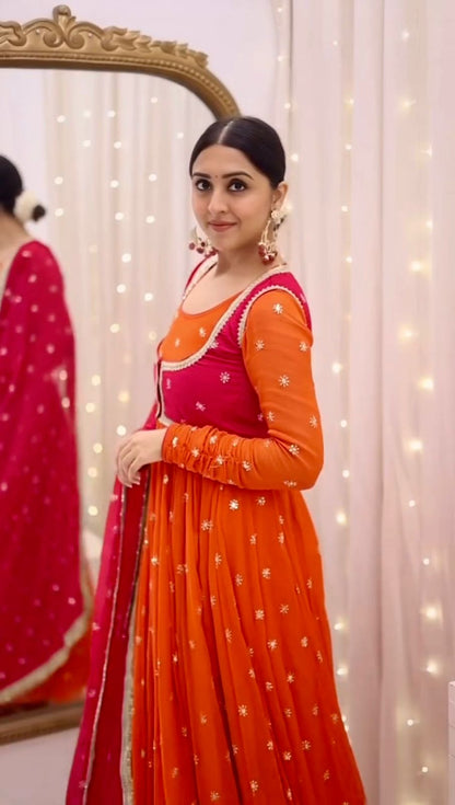 Heavy Embroidered Anarkali Gown Set with Koti