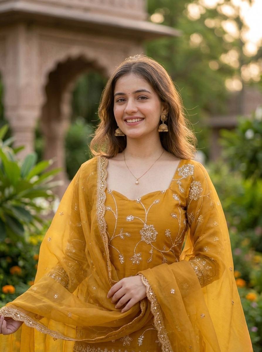Royal Silk Plazzo Set with Heavy Embroidery