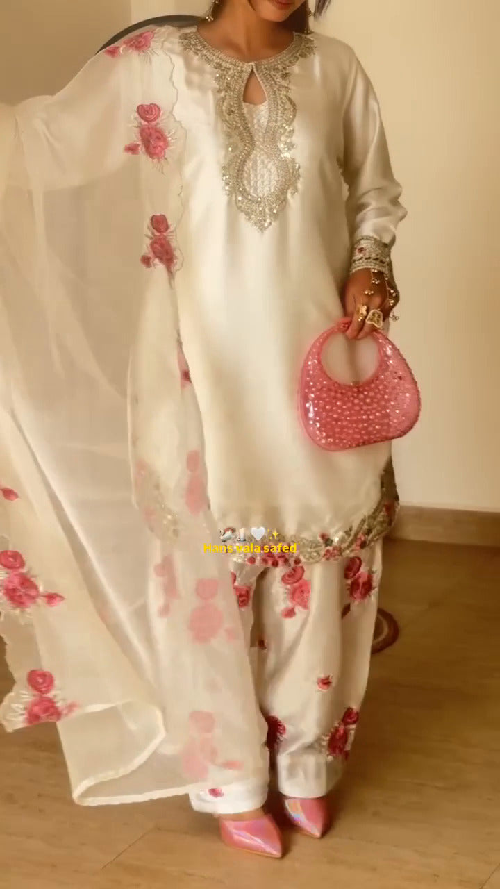 Luxury Crepe Silk Kurta Pant Set with Heavy Embroidery | Eid & Traditional Occasion Wear