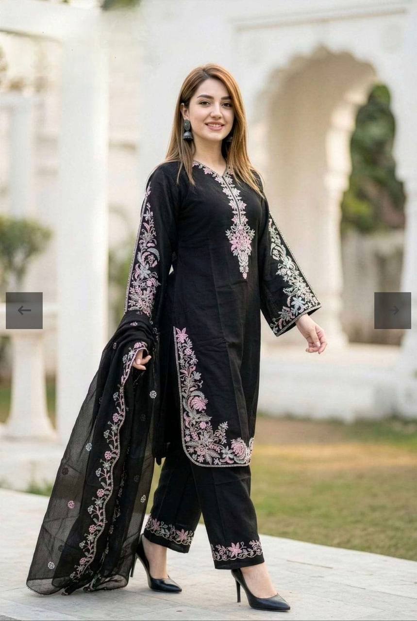 Beautiful Embroidered Silk Suit Set