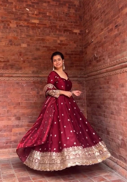 Bridal & Festive Special Maroon Anarkali Suit with Heavy Work