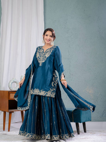 Elegant Chinnon Sharara Set with Intricate Embroidery