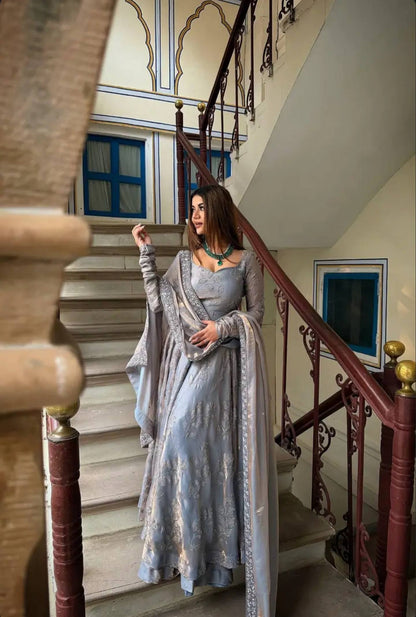 Premium Wedding Wear Anarkali Suit Set with Embroidery