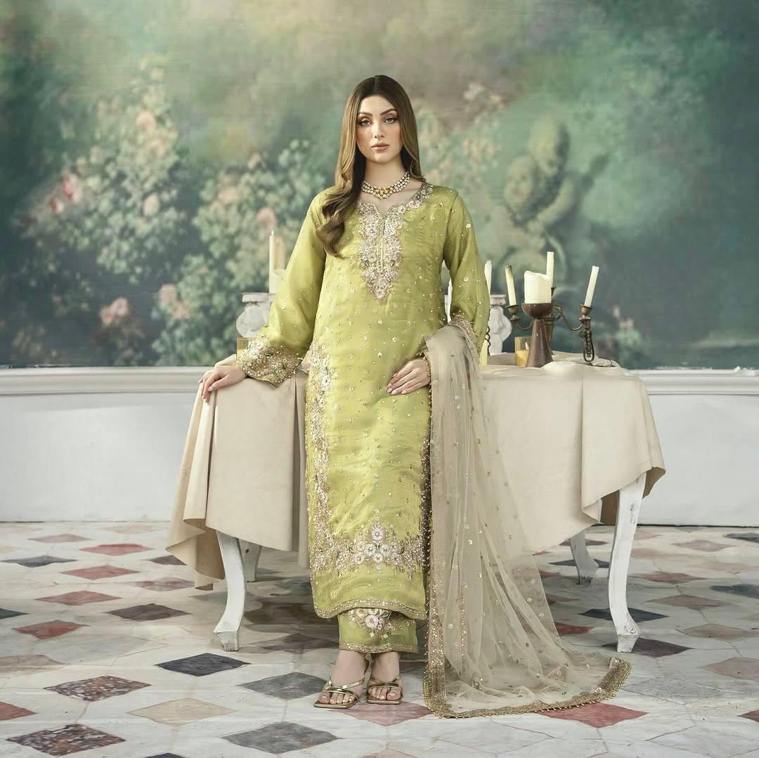 Designer Pure Jimmy Choo Heavy Embroidered Kurta Palazzo Set with Fancy Dupatta