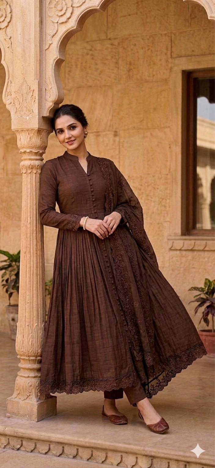 Elegant Heavy Embroidered Roman Silk Gown Set with Dupatta