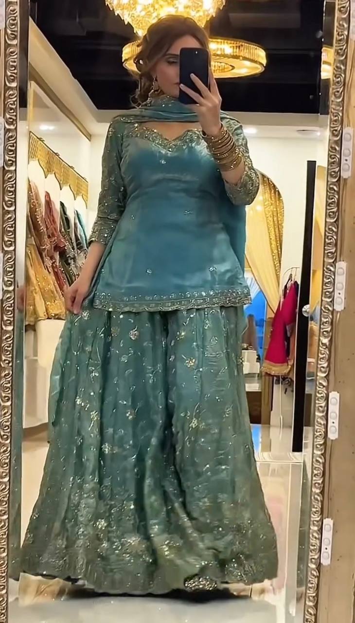 Designer Frendy Silk Embroidered Kurti Set with Dupatta