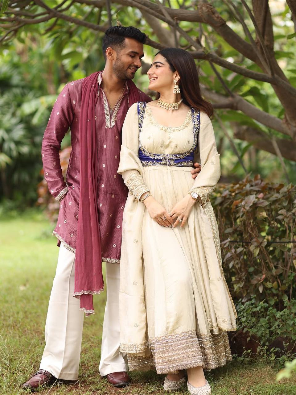 Wedding Ready Chinon Silk Kurta Set with Stylish Layered Koti