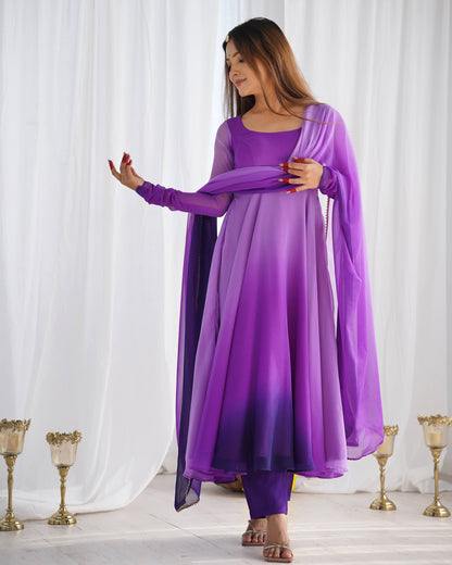 Trendy Anarkali Gown with Designer Dupatta & Pant