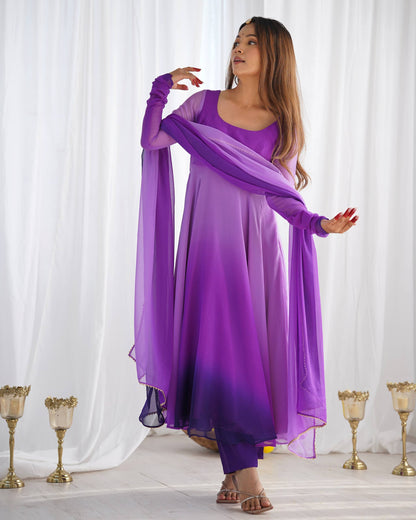 Trendy Anarkali Gown with Designer Dupatta & Pant