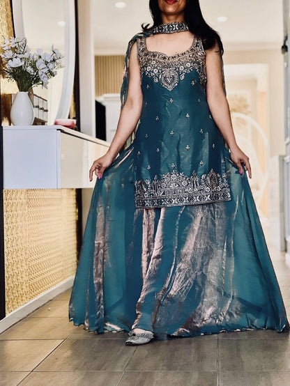 Royal Silk Plazzo Set with Handwork Embroidery