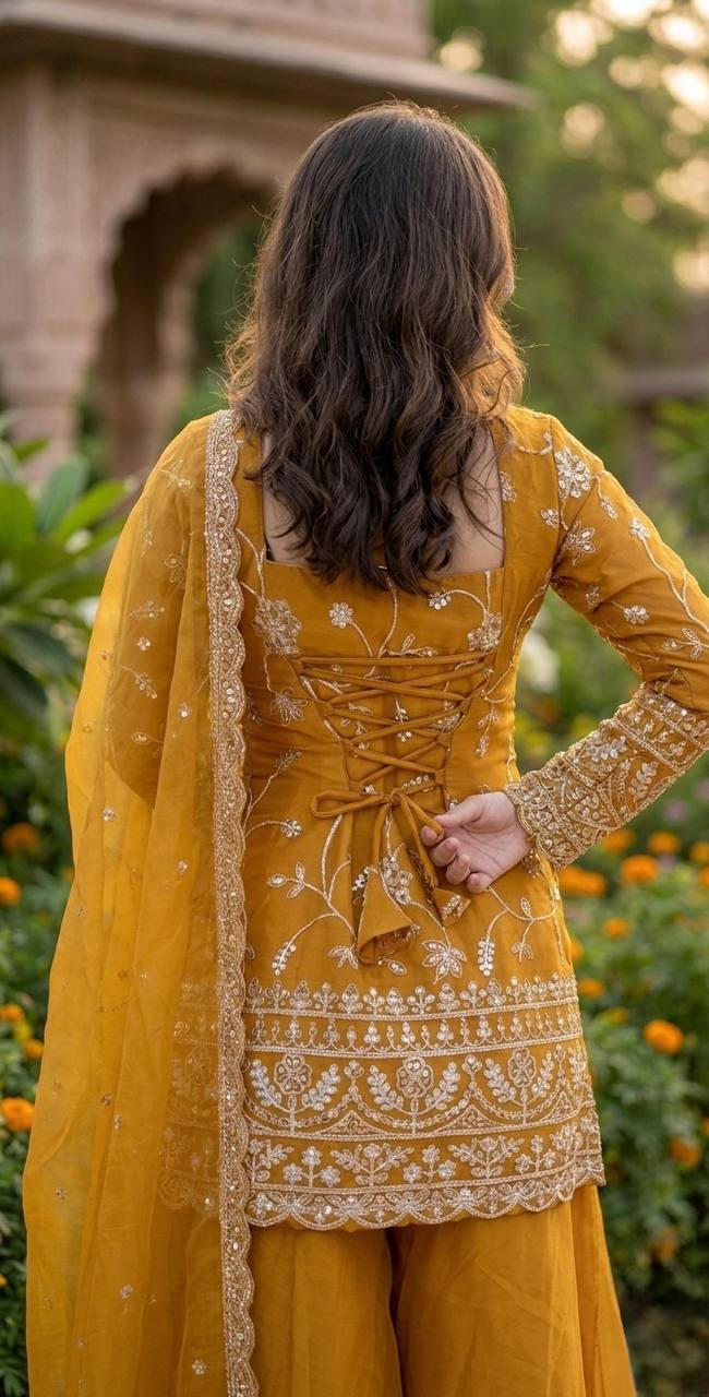 Royal Silk Plazzo Set with Heavy Embroidery