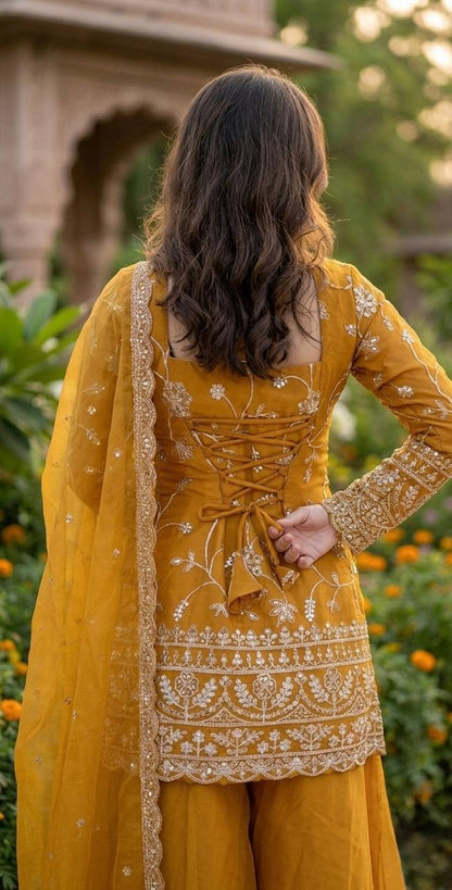 Royal Silk Plazzo Set with Heavy Embroidery
