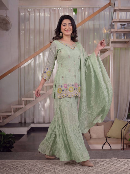 Heavy Fendi Crush Embroidered  Palazzo Set
