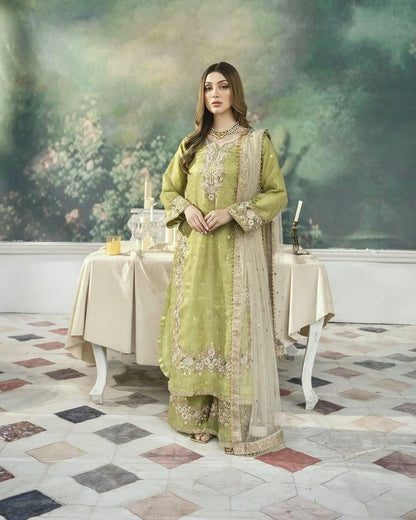 Designer Pure Jimmy Choo Heavy Embroidered Kurta Palazzo Set with Fancy Dupatta