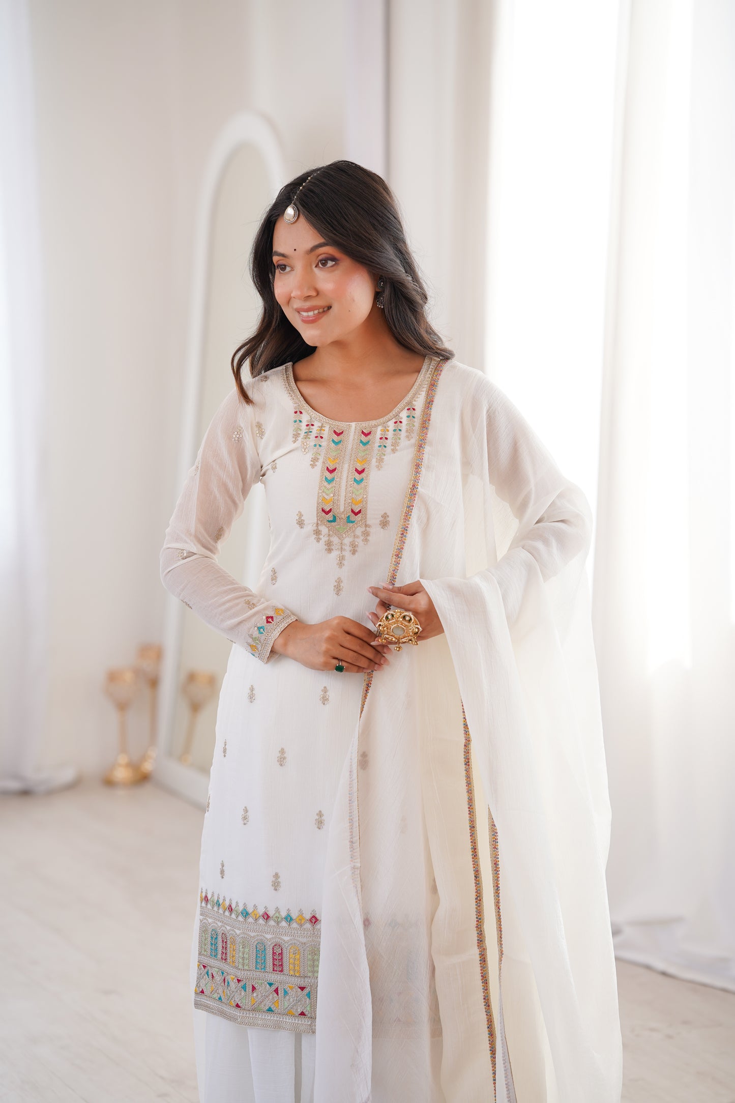 Premium Soft Crunchy Silk Embroidered Sharara Set