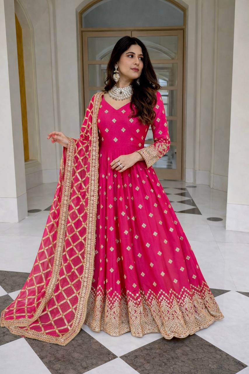 Elegant Party Wear Gown Set with Sequins Work