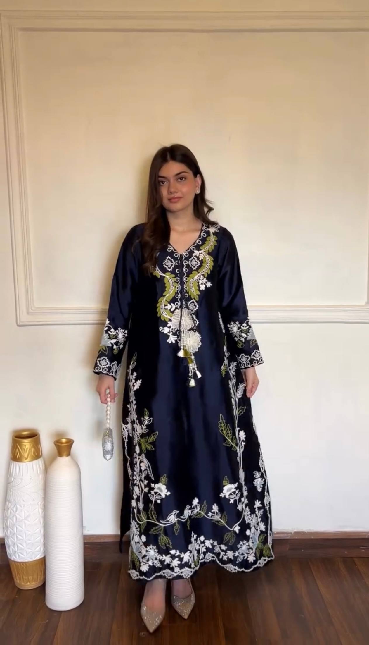 Designer Satin Rayon Kaftan Suit Set for Women